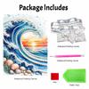 Frameless Pearl Bead Painting Kit Ocean Wave Seashell Pattern DIY Sparkling Art Canvas Creative Leisure Craft for Adults Wall Decor Home Art Projects