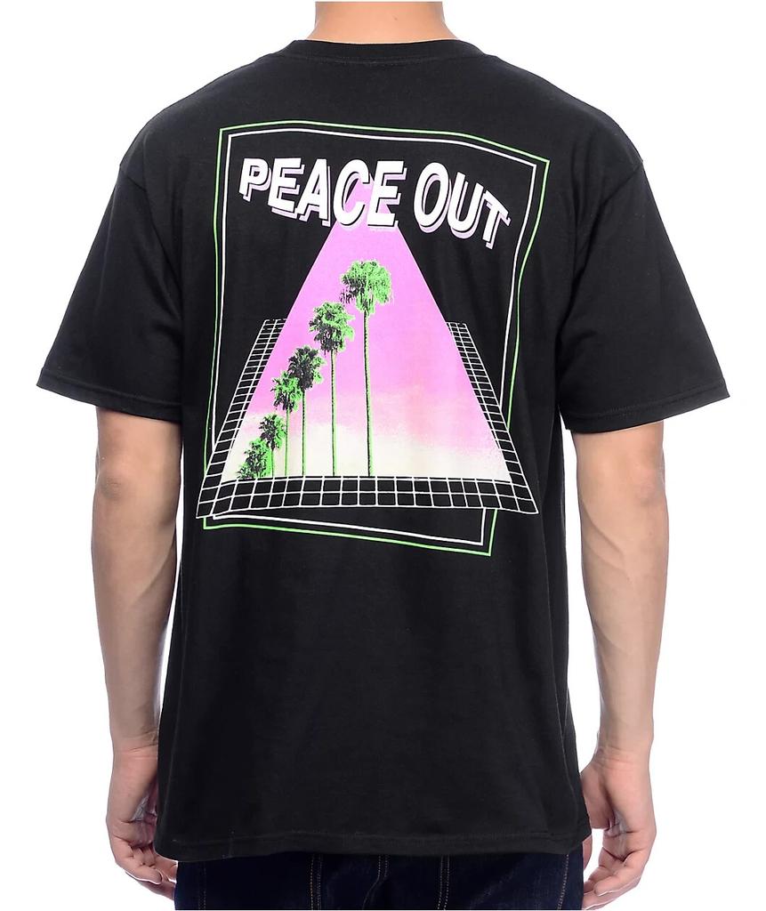Empyre Herren Peace Out Palmen Grafik Schwarzes Shirt