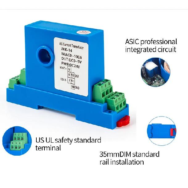 AC/DC Current Transmitter 0-10A-20A-50A-100A-150A To 0 10V 0 5V 4 20ma With 8mm/12mm Hole DC24V Current Transducer Transmitter