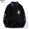 Patova Men's Casual Color-Block Faux-Layered Pullover Sweater