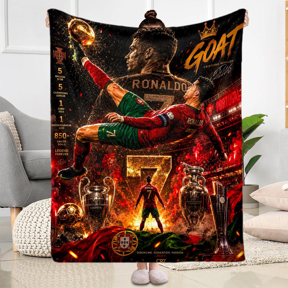 Cristiano Ronaldo Blanket Comfortable Great For Sofa Office Chair Livingroom Four Seasons Universal Digital Print