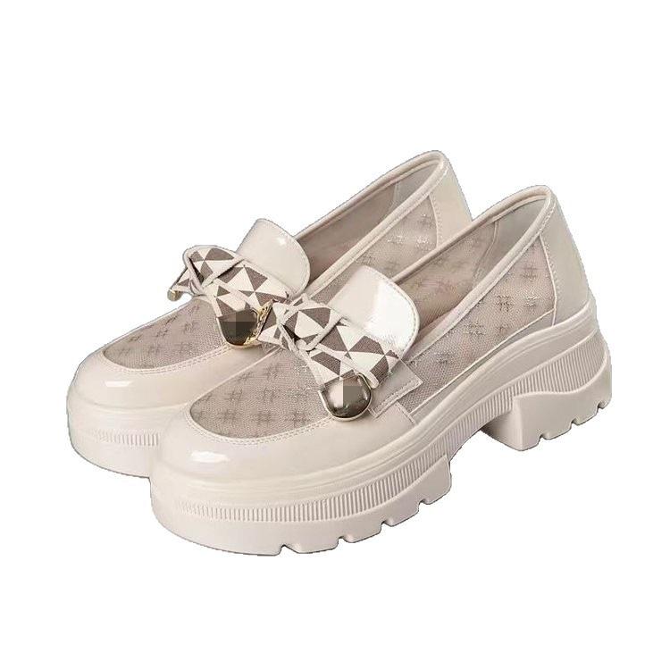 Mesh summer new soft leather soft sole wide head leather shoes comfortable muffin bottom breathable mesh sandals