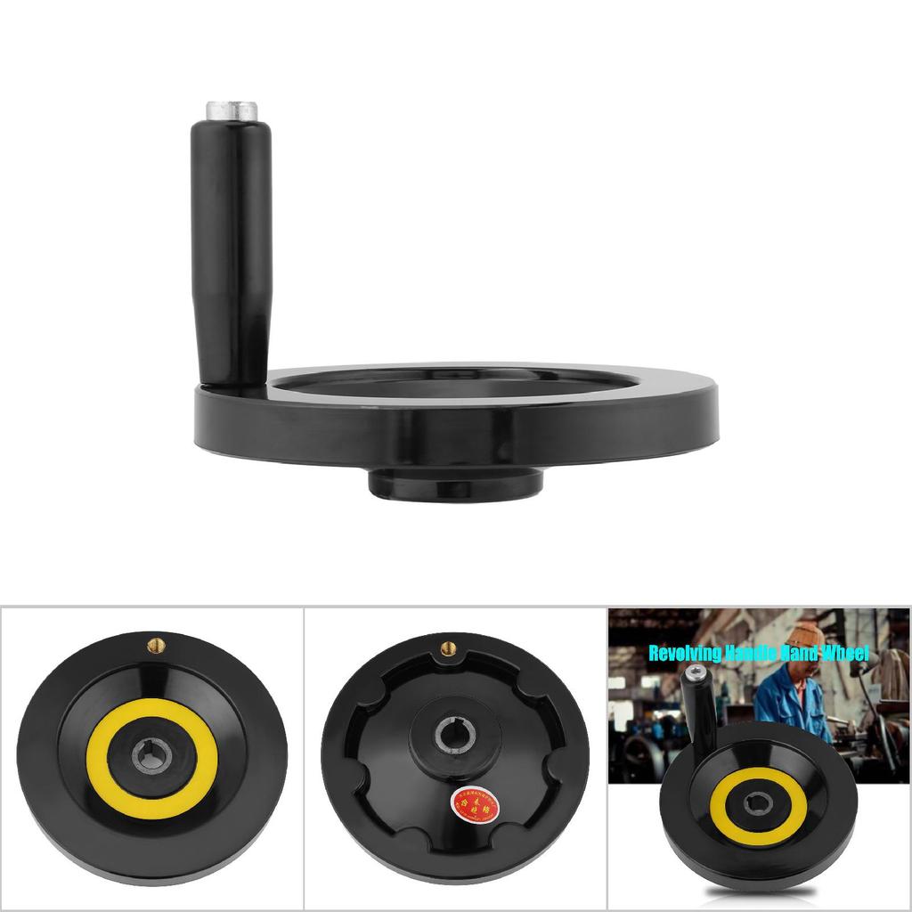 1 Stück Schwarzes Drehbank Fräsmaschine Hinteres Wellenhandrad mit Drehgriff(16 x 160mm)