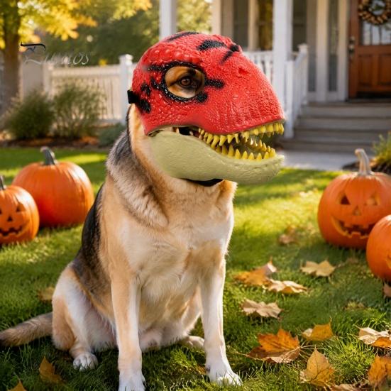 Parent Child Interactive Play Toys Realistic Dinosaur Mask, Moving Jaw Costume Mask for Human Theme Party Dress Up Supplies Pet, Novelty Cosplay