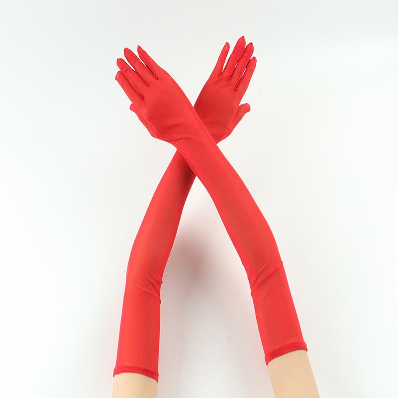 

Эластичные сетчатые перчатки с защитой от солнца 55 см для женщин - Модный набор аксессуаров для вечернего платья красный