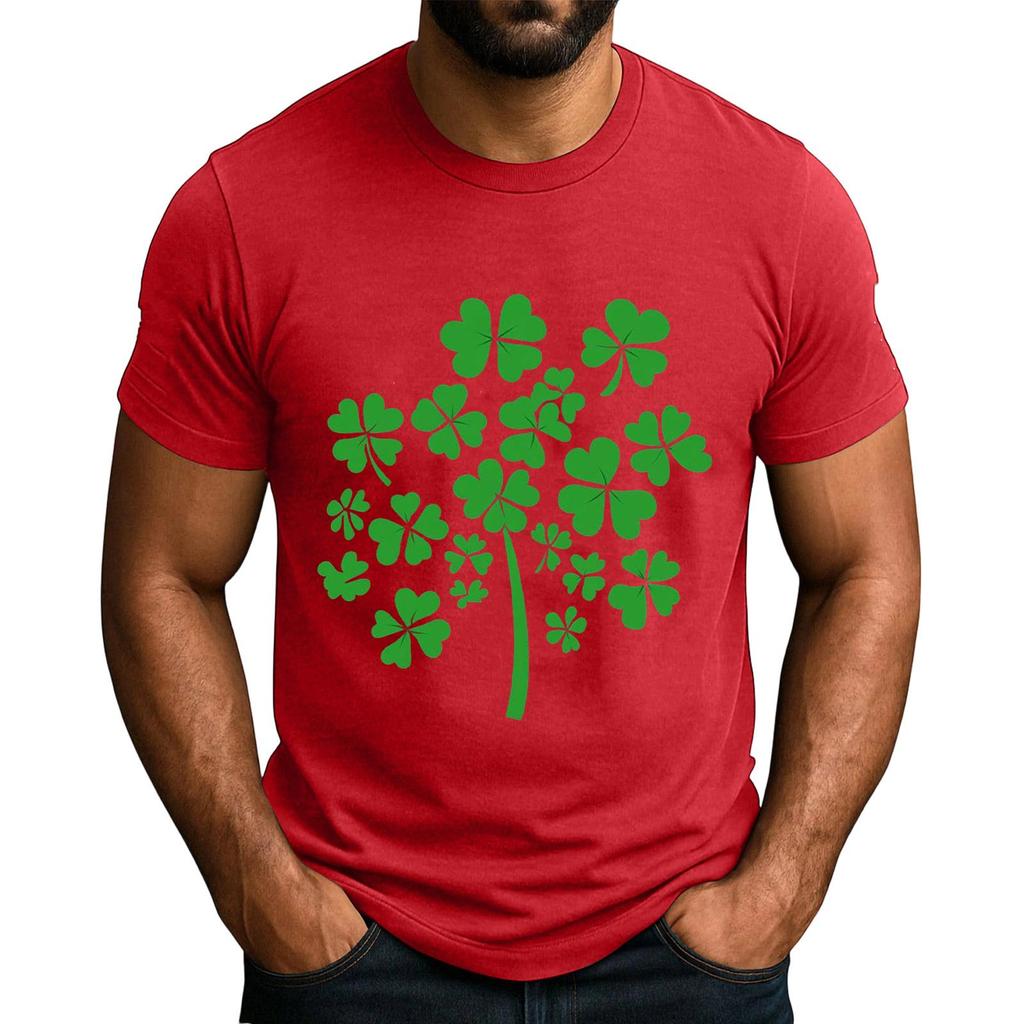 Popularny Męski T-shirt z Nadrukiem, Okrągły Dekolt, Krótki Rękaw