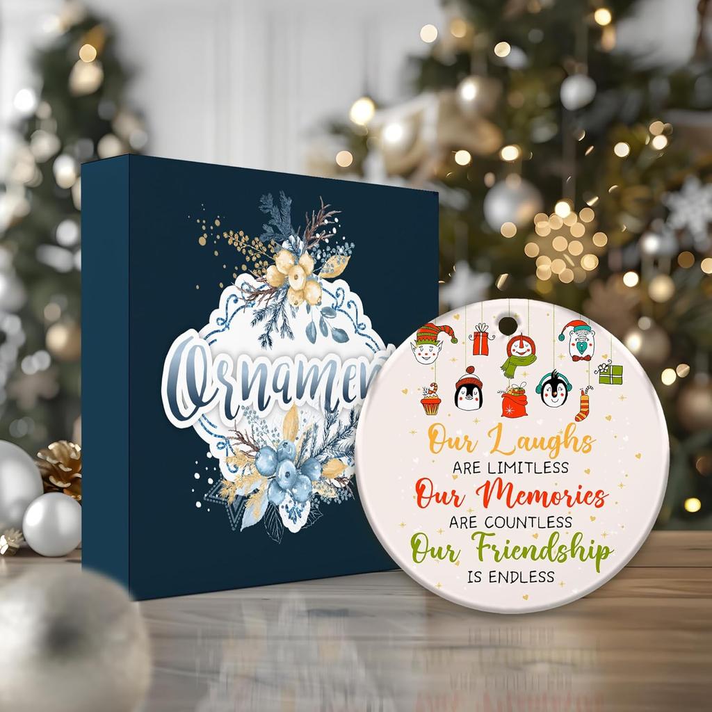 Friendship Ornament 2025 – Best Friend Ornament, Our Laughs Are Limitless, Our Memories Are Countless, Our Friendship Is Endless –Gift for