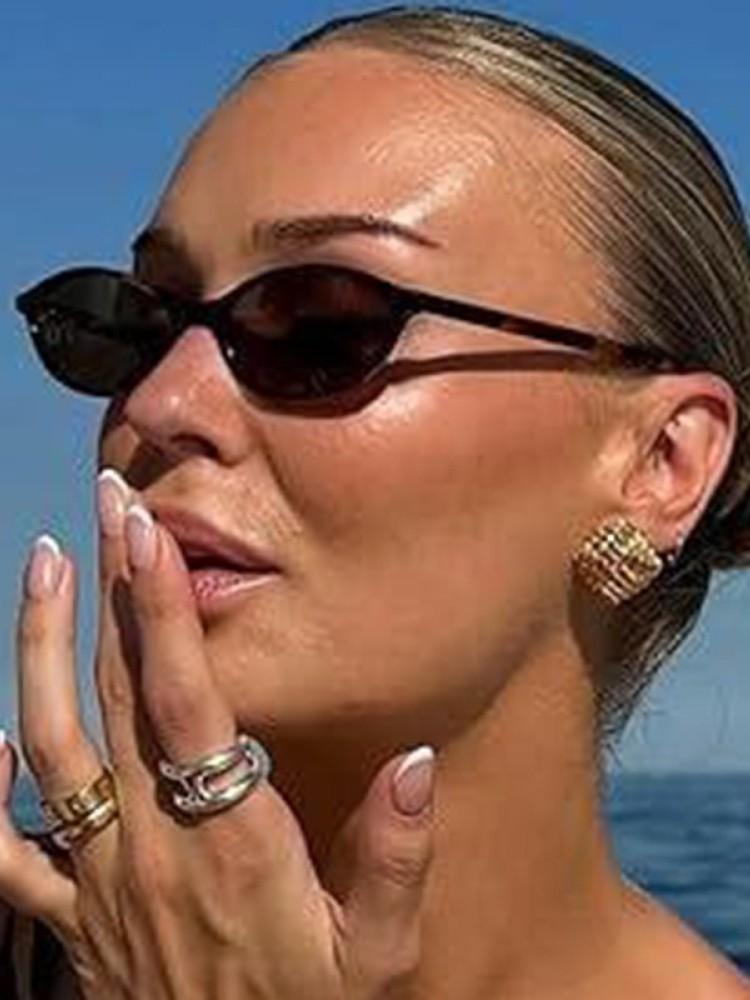 Women'S Retro Oval Sunglasses Leopard 90S Vintage Cateye Frame Fashionable Lightweight Comfortable Sun Glasses For Female Uv400