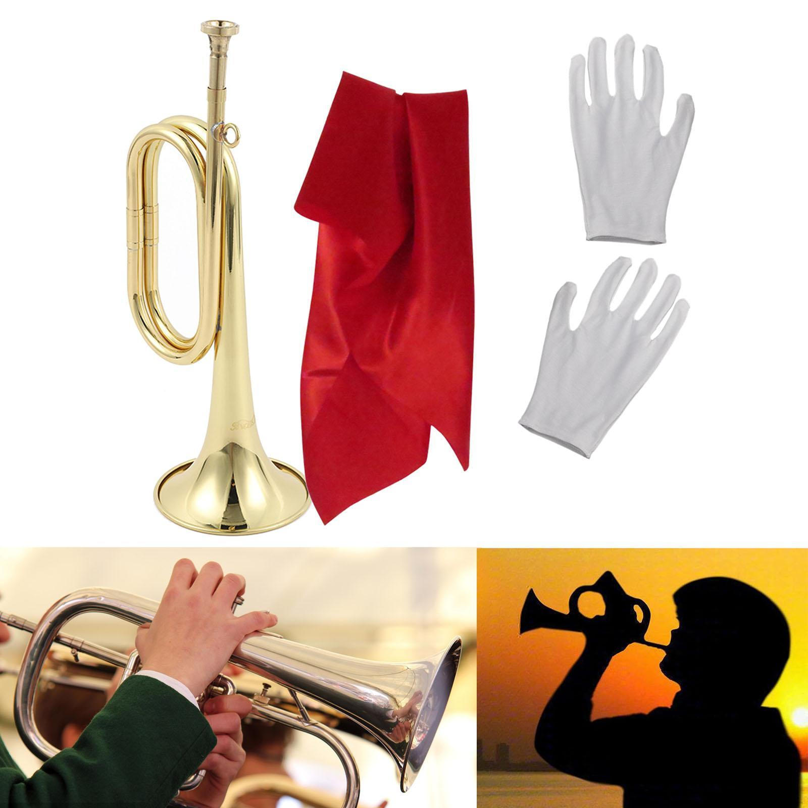 Standard Trumpet Musical Instrument with Gloves Bugle Brass for Exercise Training
