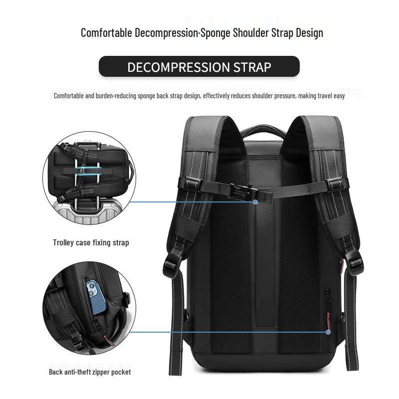 Expandable Large-Capacity Men's Travel Backpack with Vacuum Compression for Short Trips and Laptop Storage