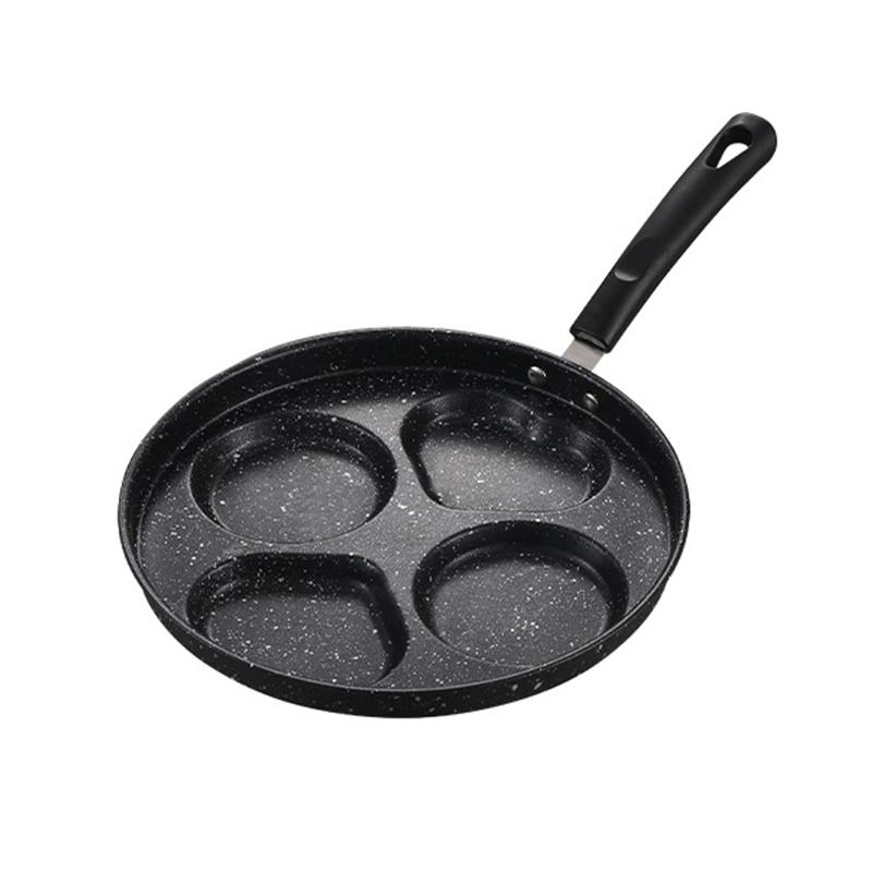 3/4Hole Heart Frying Egg Pot Pan Round Breakfast Maker Anti-scalding Handle Non-stick Cooking Egg Burger Steak Pans Home Tools