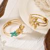Vintage Aesthetic Imitation Pearl Starfish Bracelet For Women Gold Color Metal Texture Enamel Open Cuff Bangles Vacation Jewelry