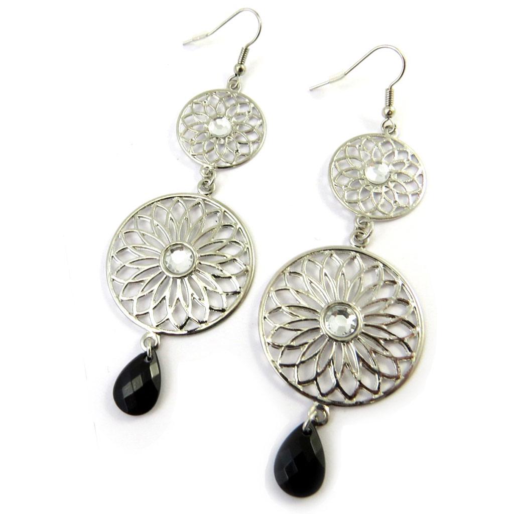 Les Trésors De Lily [N3163] - Black Silver 'Navajos' Earrings
