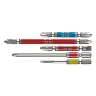 VESSEL 40V Compatible Gousai Bit Set (5 Pieces): Double-ended +2/-6 X 65, +2 X 110, +3 X 65, Single-ended +1 X 65, +2 X 100 (GS5P-01)