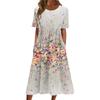 Abiti casual da donna Abiti stampati Abiti estivi Abiti midi con scollo rotondo a pieghe stampati Abiti larghi classici a maniche corte per tutti i giorni da esterno