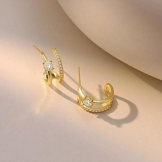 Stylish Japanese & Korean Zircon Hoop Earrings for Women - Elegant, Lightweight, Versatile Design