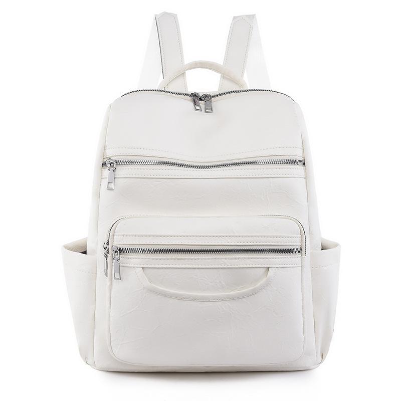 

Рюкзак из мягкой кожи, женский рюкзак большой емкости, дорожная школьная сумка, женская сумка белый