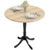 Round Dining Table for 4 People Diameter 80 Cm, Kitchen Table, Steel Legs, Modern Style, Natural Wood and Black