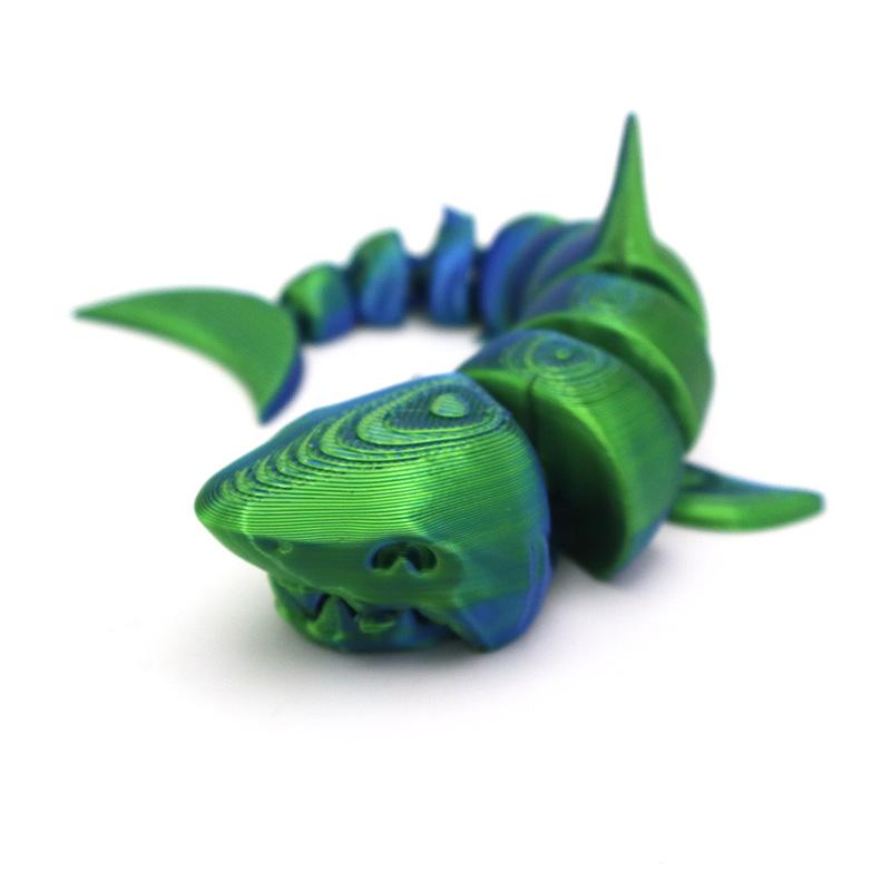 3D Printed Shark Tabletop Ornament Toys Action Model Shark Teal Purple White Decompression Decoration Kids Birthday Cute Toy