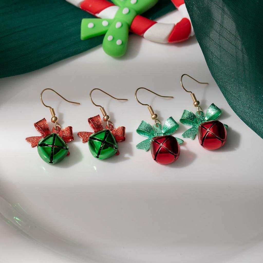 Christmas Bell Bow Earrings Fashion Creative Design Holiday Festive Jewelry for Women Girls