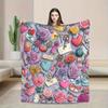 Floral Heart-shaped Golden Key Pattern Flannel Printed Blanket Suitable for All Seasons for Living Room Office Sofa and Travel
