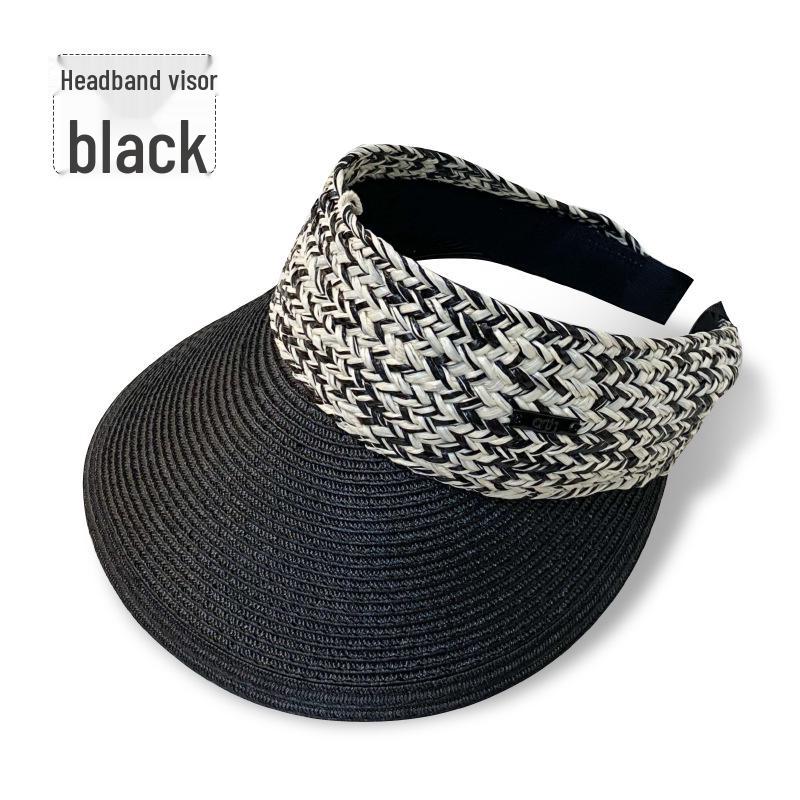 

Женская солнцезащитная соломенная шляпа: Полная защита от УФ-лучей, Дышащий, Подтягивающий лицо, Дизайн топлес для путешествий на открытом воздухе One Size чёрный