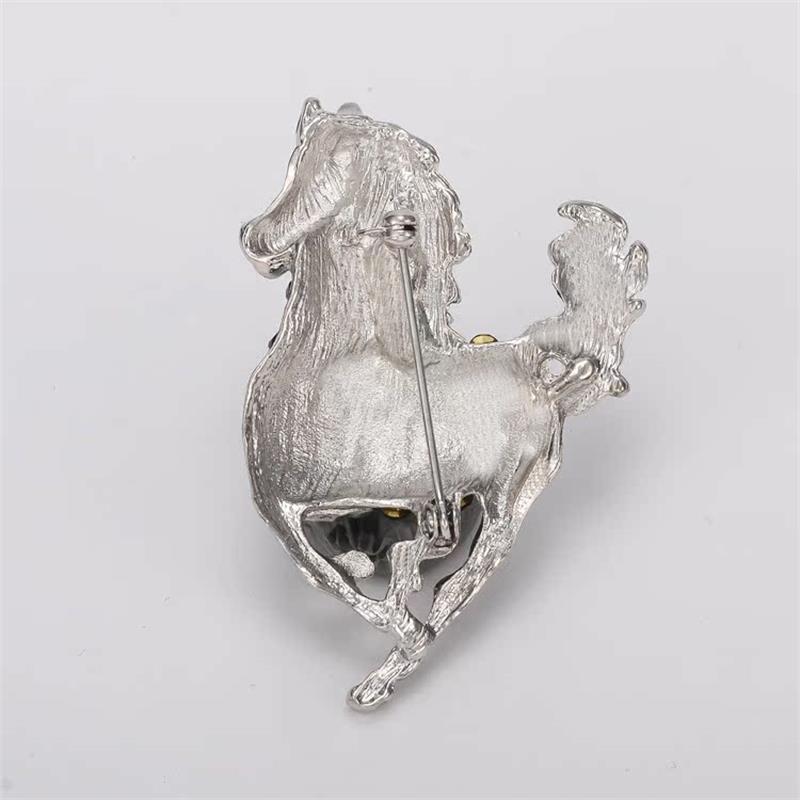 Vintage Enamel Galloping War Horse Zodiac Brooch Pins Women Men Clothing Accessories Suit Lapel Corsage Gift