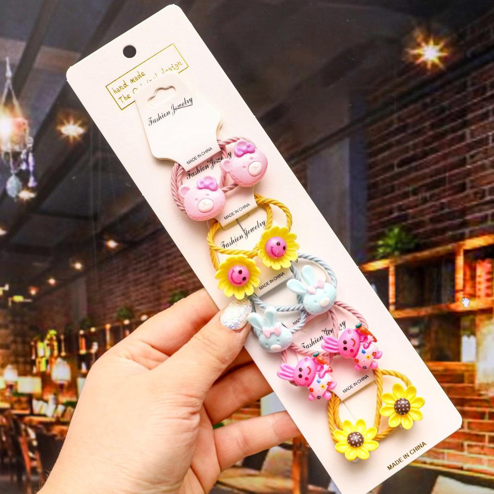 Cartoon Animal Flowers Princess Scrunchie Children Girls Kids Elastic Hair Rubber Bands Accessories Tie Hair Ring Rope Headdress