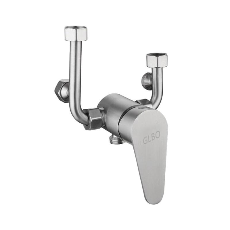 GLBO 304 Stainless Steel Wall-Mounted Hot/Cold Mixer Faucet with U-Spout
