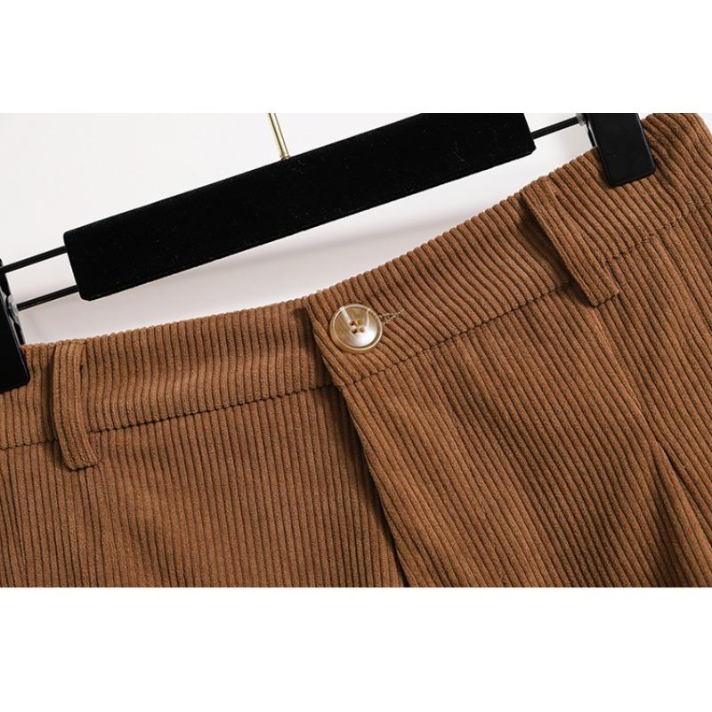 DIMANAF 2024 New Plus Size Spring Women Pants Trousers Shorts Loose Vintage Corduroy High Waist Casual Solid Pants Short Pants