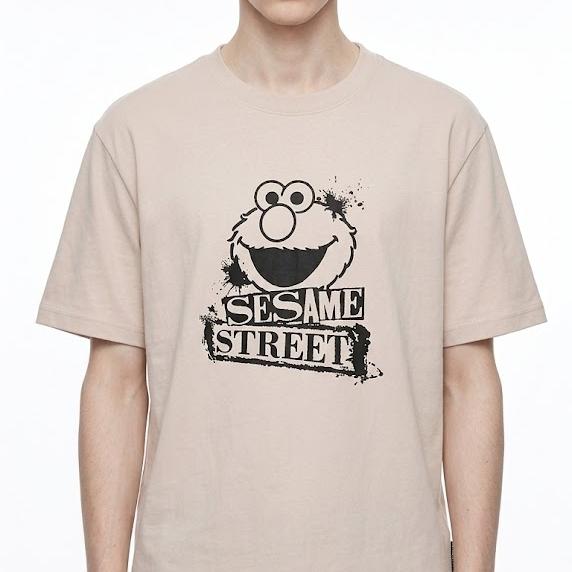 3D Print Sesame Street T-Shirt  Unisex Summer Short Sleeve M абрикосовый