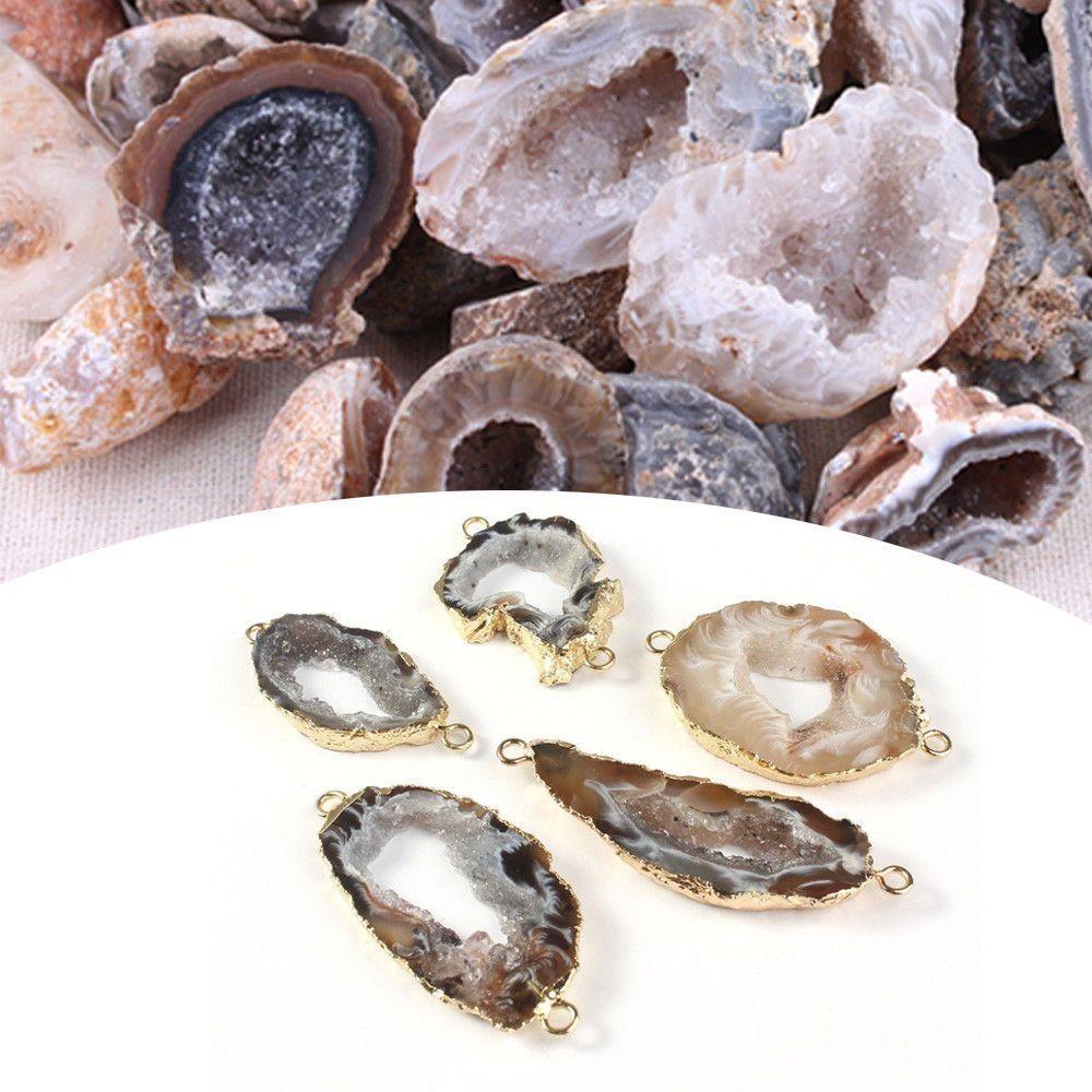 DIY Natural Agate Geodes Carved Raw Stone Ornaments Jewelry Accessories