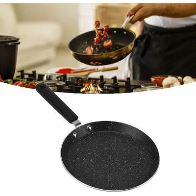 Tissting Crepe Pan 6in Aluminum Alloy Non Stick Pancake Dosa Griddle with Plastic Handle, Round Flat Skillet for Induction Stove Gas Cooker