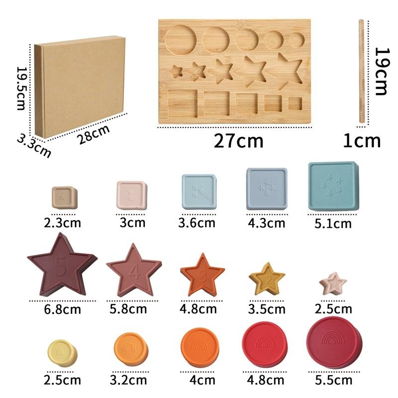 1Set Silicone Building Blocks Cartoon Toys For Children Montessori Geometric Shapes Soft Block Educational Toys Baby Teethers