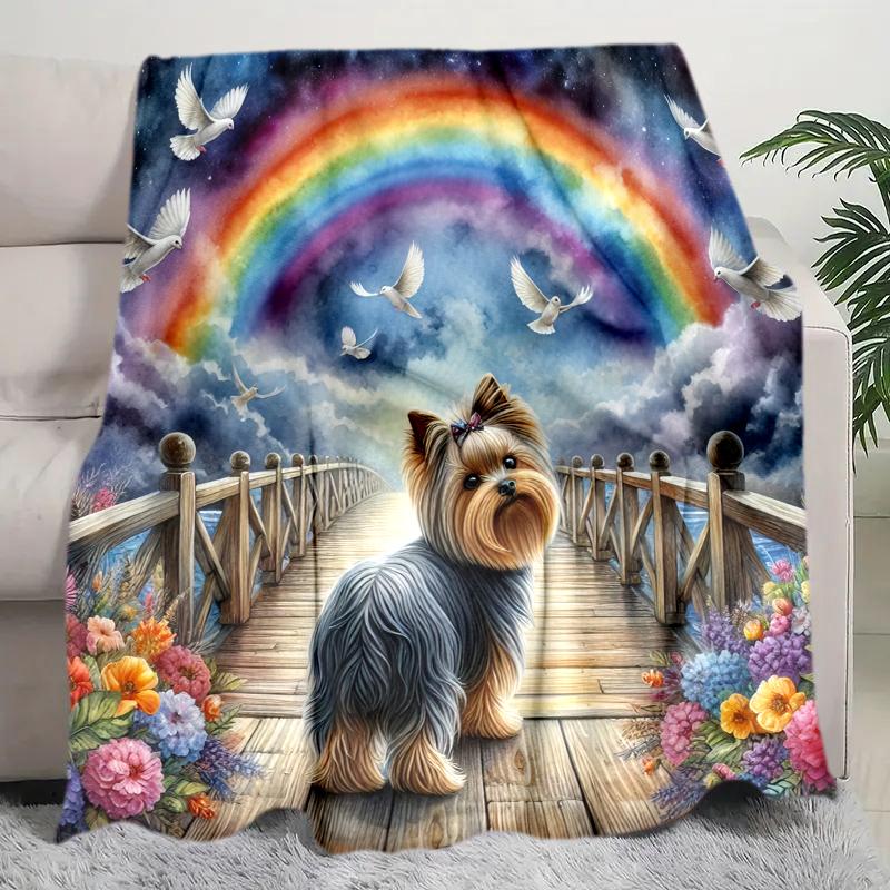 1PC Dog cute printed blanket, all season lightweight home office outdoor nap multifunctional blanket A5