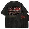 Pop BioShock Game Short-sleeved Washed-out Distressed Pure Cotton Loose Men's and Women's Shirt Large Size