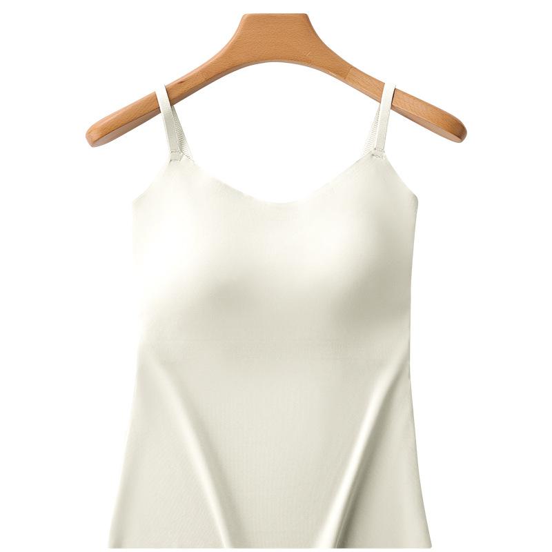 Damen Lang Schönheitsrücken Camisole, Feste Cups Hautfarbe Nahtlos Große Größen Basis Tanktop