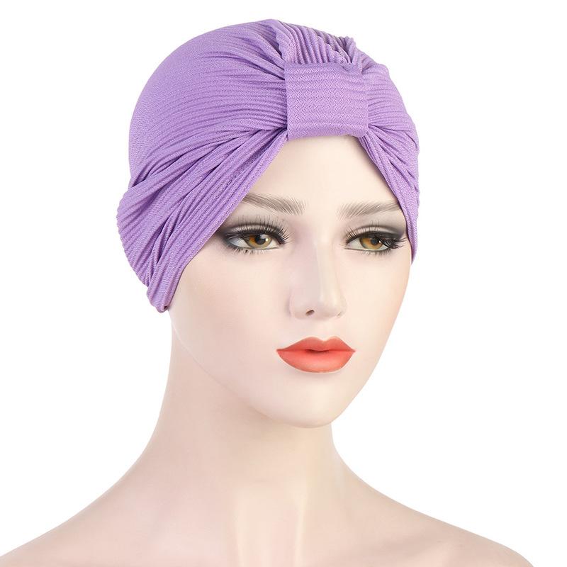 Turbante de algodón y lino para mujer, turbante trenzado para mujer, turbante musulmán, gorro químico, tocado indio