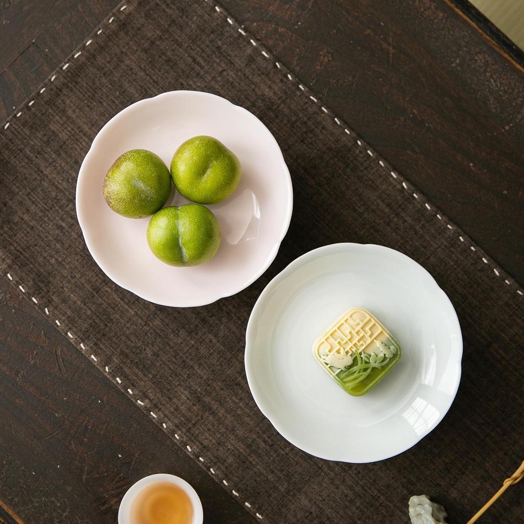 Ceramic High-Footed Fruit Bowl & Tea Snack Tray for Tea Ceremony & Home Use.
