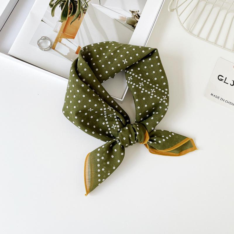 55 Cotton And Linen Headscarf Summer And Autumn Floral Silk Scarf Sweet Versatile Square Scarf Small Scarf Women'S Thin Decorative Silk Scarf