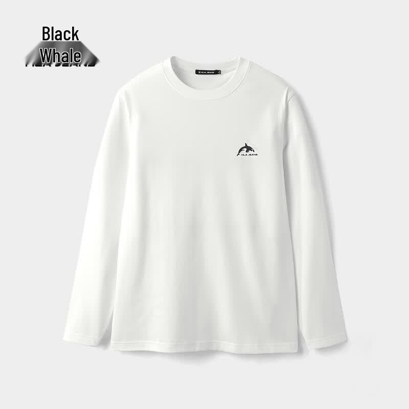 HLA Black Whale Men s Whale Print Long-Sleeve T-Shirt XXL