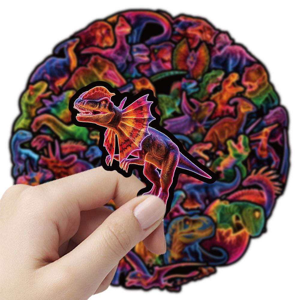 10/30/50pcs Cool Cartoon Dinosaur Stickers Neon Light Graffiti Decals for Luggage Stationery Phone Decoration Sticker Toys Gifts