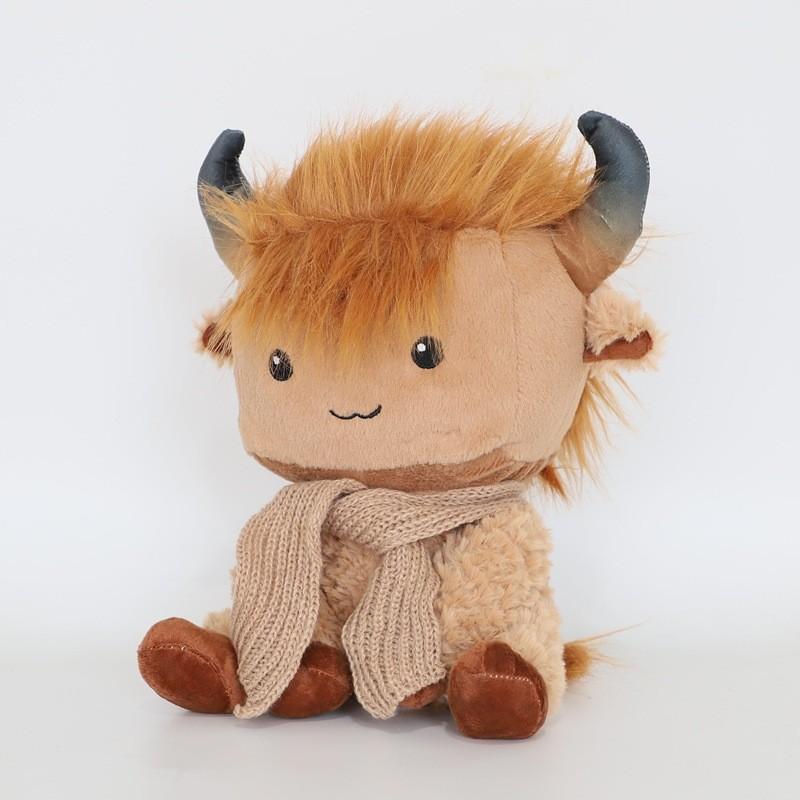 Highland Cow Plush Toy With Scarf Soft Plush For Kids And Collectors