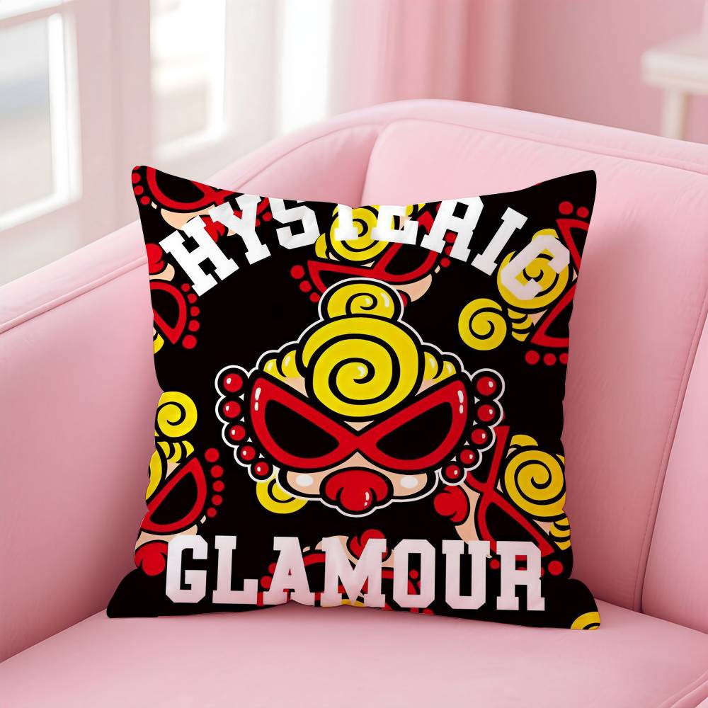 Luxury Japan Fashion H-Hysteric M-Mini Pillow Case Anti-Dustmite Pillowcase Invisible Zipper Silky Short Plush Sofa Cushion Cove