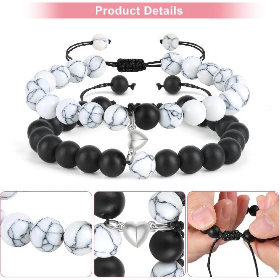 Couple Matching Bracelets, Bf and Gf Bracelets, Best Friend Bracelet,Stretch Adjustable Braid Bead Bracelets Jewelry for Him and Her