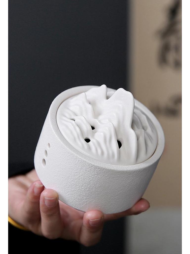 Creative Ceramic Incense Burner: Thousand Li of Rivers and Mountains Design, with Lid for Sticks and Coils, Aromatherapy Home Ornament