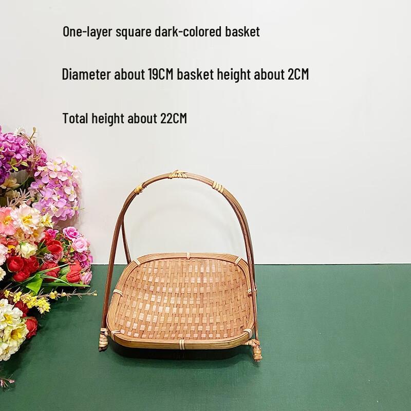 Handmade Dark Square Bamboo Picking Baskets - Set of 3