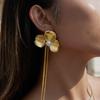 Yori Vintage Stainless Steel Leaf Flower Tassel Earrings Fashion Trendy Waterproof Daily Jewelry Gift 2025