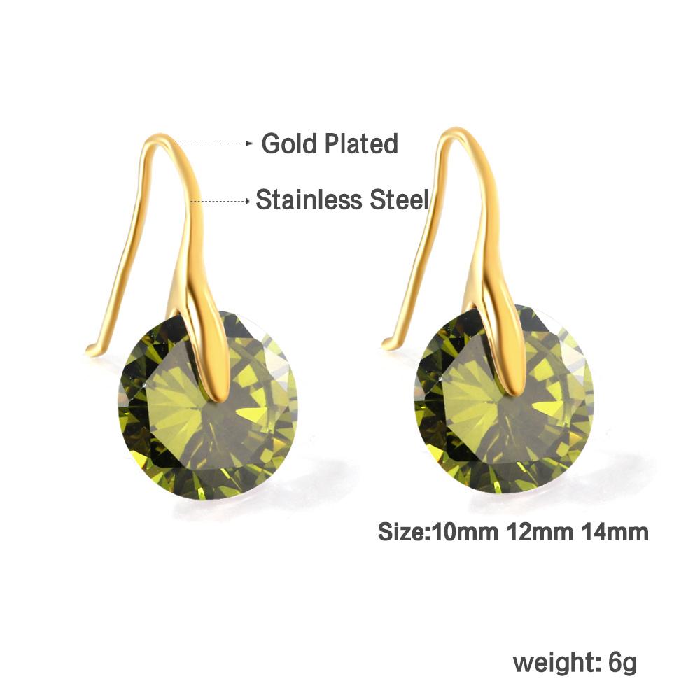 

Women s Luxury 12mm White Zircon Hook Earrings, Noble and Elegant, Stainless Steel, Waterproof Jewelry for Parties