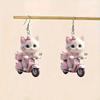 Charming Pink Cat Acrylic Earrings - Cute Cartoon Jewelry for Women, Perfect for Parties & Gifts